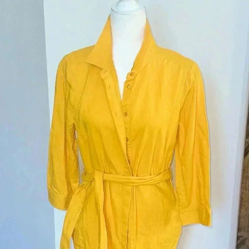 Boden Yellow Shirtdress Dress 8 - Picture 3 of 7